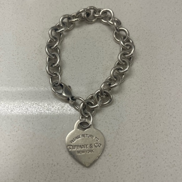 Vintage Tiffany & Co. Silver Chain Bracelet with Heart Charm